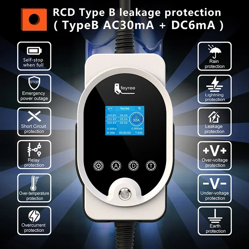Feyree 22KW Type2 Cable EVSE W - Ev Charger Type 2 22Kw 32A 3 Phase 评论和价格